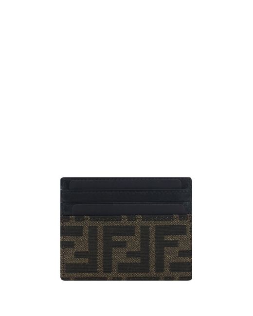 Fendi Black Ff Leather Card Holder for men