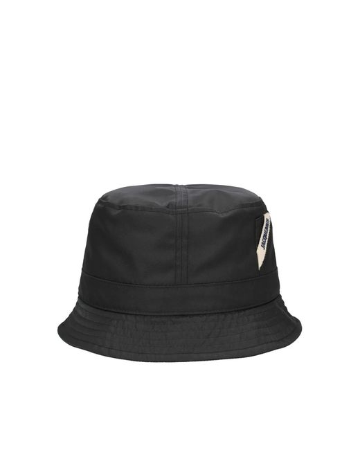 Jacquemus Black Le Bob Ovalie Logo Bucket Hat