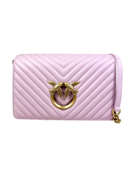 Pinko Pink Classic Click V-quilted Shoulder Bag