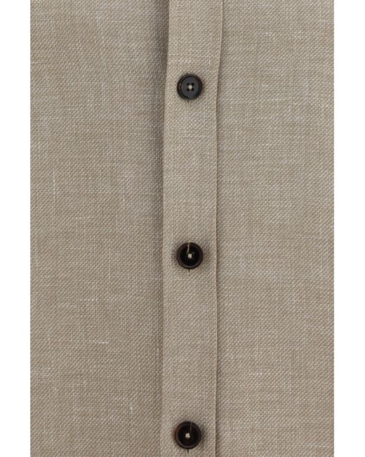 Zegna Gray Crossover Overshirt A Linen, Wool And Silk Blend Shirt for men