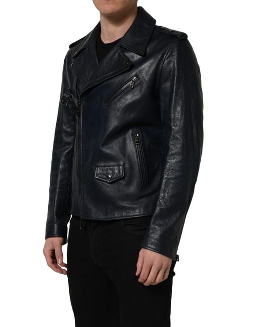 Dolce & Gabbana Black Leather Jackets for men