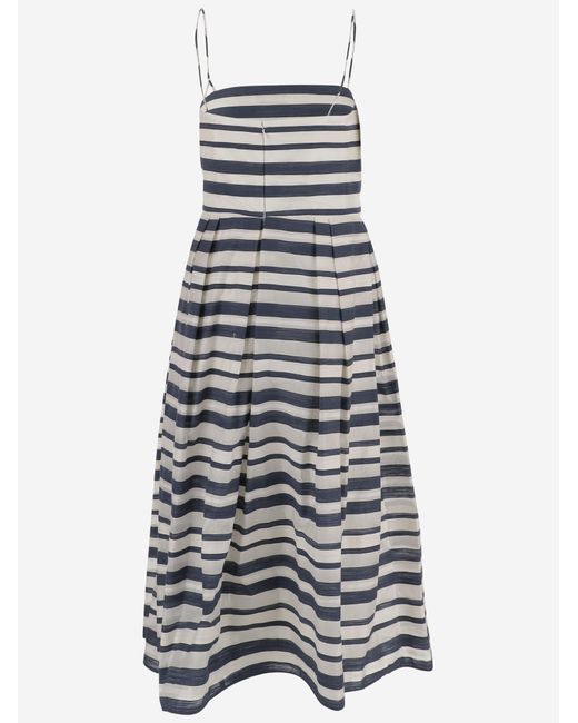 Ralph Lauren Gray Dress Striped Cotton Blend