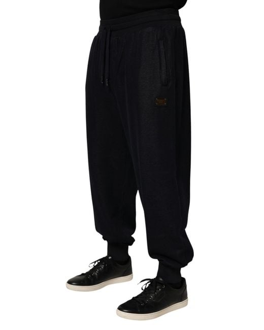 Dolce & Gabbana Black Cotton Blend Drawstring Jogger Pants Co+Pl for men