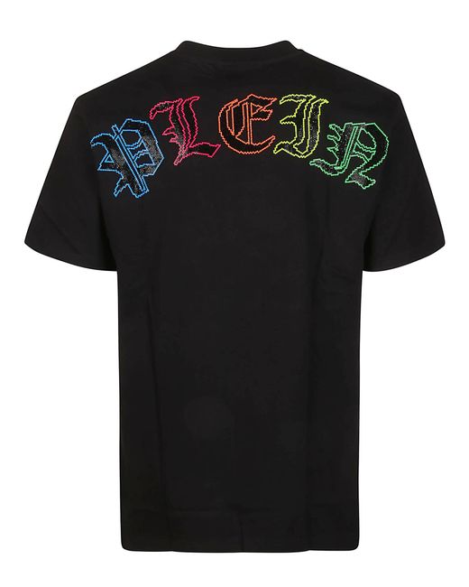 Philipp Plein Black Embroidered T-Shirt for men