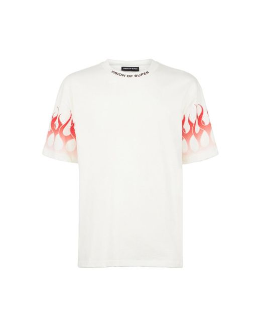 Vision Of Super White T-Shirt With Flames for men