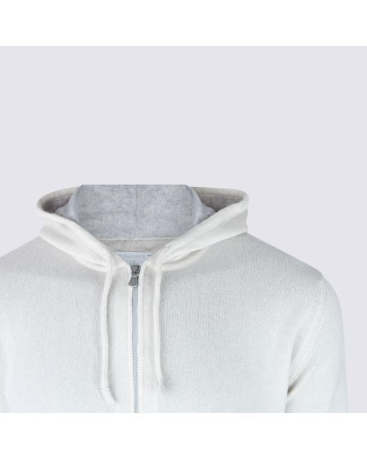 Eleventy White Cashmere Zipped Sweater for men