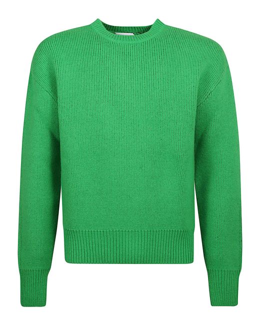 Bottega Veneta Wool Plain Ribbed Knit Sweater in Green for Men | Lyst