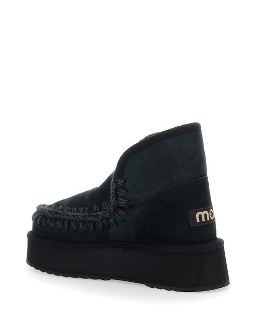 Mou Black Ankle Boots With Braided Detail