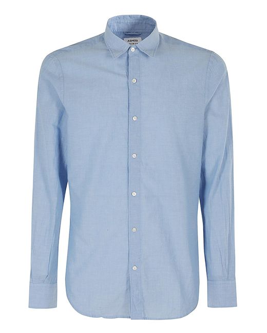 Aspesi Blue Slim-Fit Light Shirt With Classic Collar for men