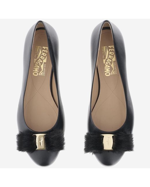 Ferragamo Black Ballet Flats Leather Ballerina Shoes