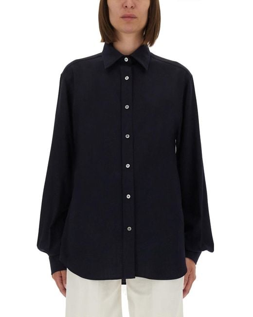 Moschino Blue Cotton Shirt Wool