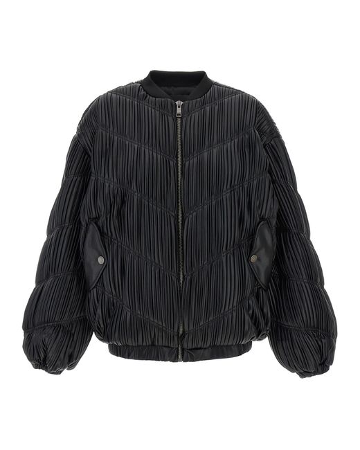 ROTATE BIRGER CHRISTENSEN Black Pleated Bomber Jacket