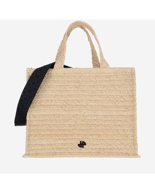 Patou Natural Large Jp Tote Bag Raffia Shoulder