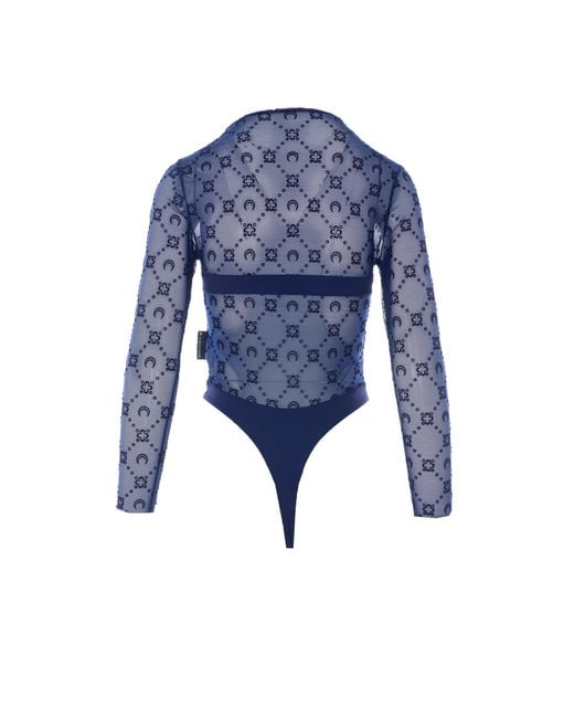 MARINE SERRE Blue Top Polyamide