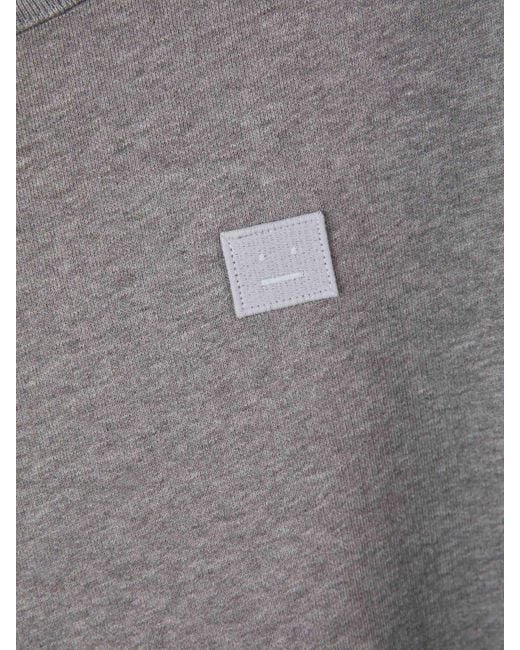 Acne Gray Micro Face Logo Patch Crewneck Sweatshirt for men