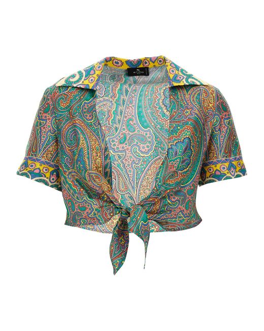 Etro Green Silk Top For