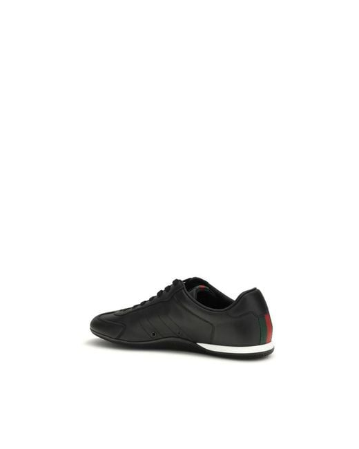 Gucci Black Calf Leather Bos Taurus Low Top Sneakers for men