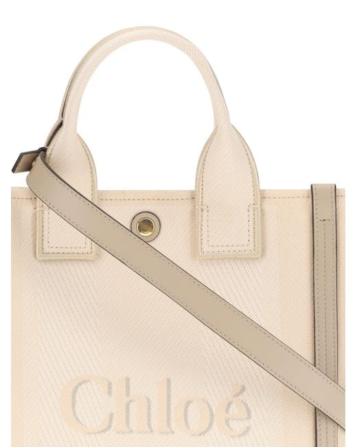 Chloé Natural Carry Tote Bag Cotton Handbags