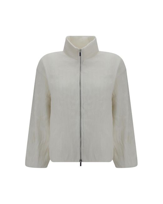 GONGDID DESIGN Gray Jacket Short Padded With Striped Fabric Polyester