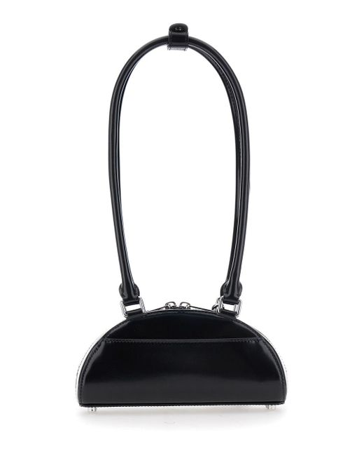Self-Portrait Black Shoulder Bag With Two Top Handles And Charm Detail On The Front