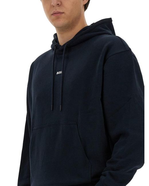 BOSS Sweatshirt With Logo in Blue for Men | Lyst