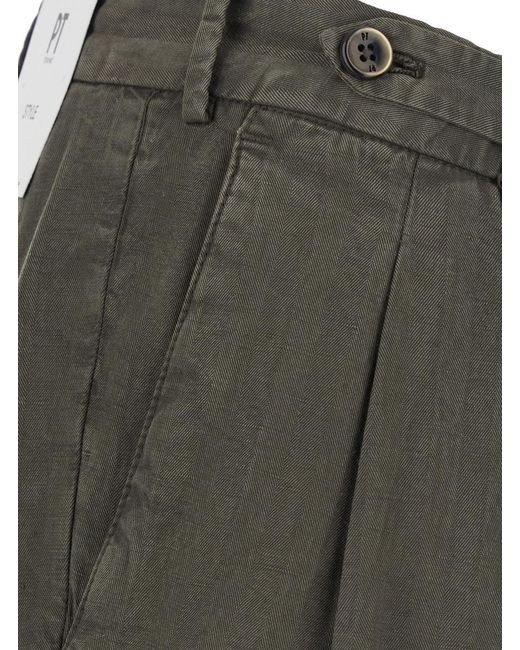PT Torino Gray Pants With Pockets And Raw Hems Tech Fabric For Trousers for men