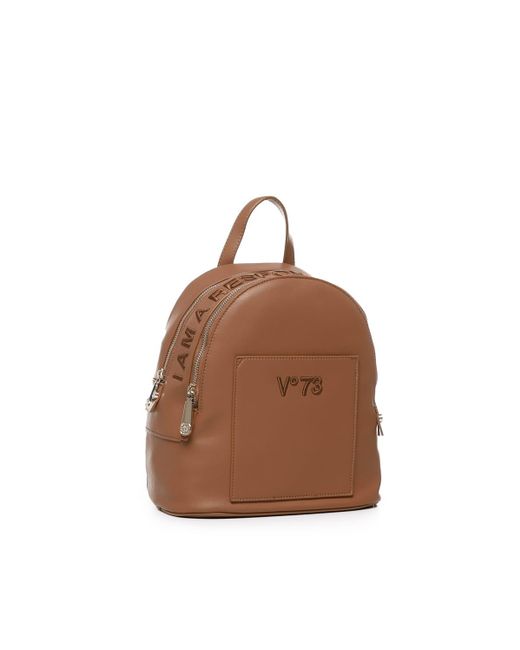 V73 Brown Echo 73 Backpack With Embroidered Logo