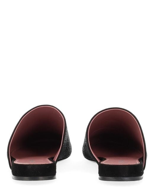 Premiata Black Leather Slipper With Rhinestones