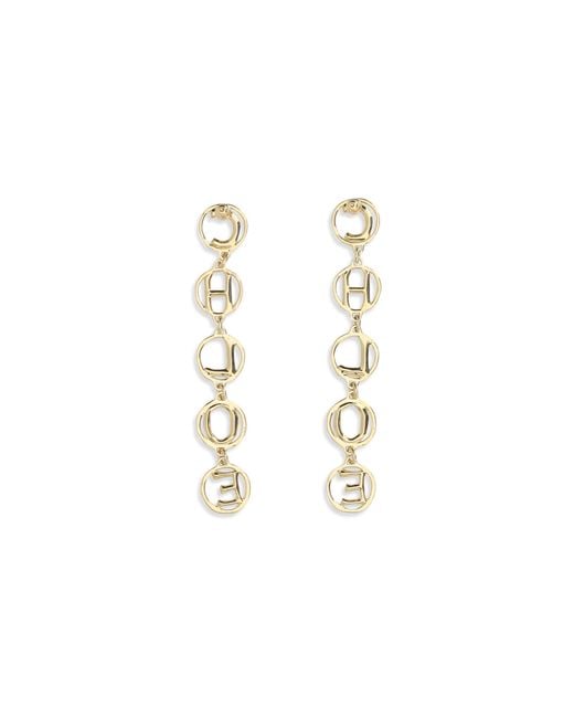 Chloé White Script Drop Earrings Brass