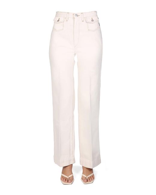 Re/done White "70's" Wide Leg Jeans