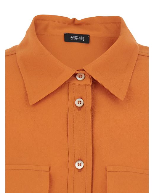 Le Plain Orange Shirt With Applied Pockets On The Front