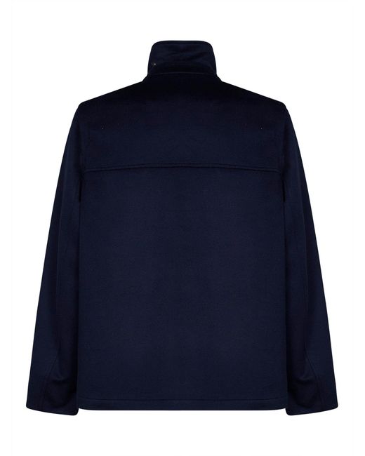 Brunello Cucinelli Blue Bomber Jacket Virgin Wool Beaver for men
