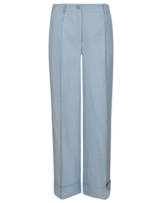 P.A.R.O.S.H. Blue Straight Buttoned Trousers