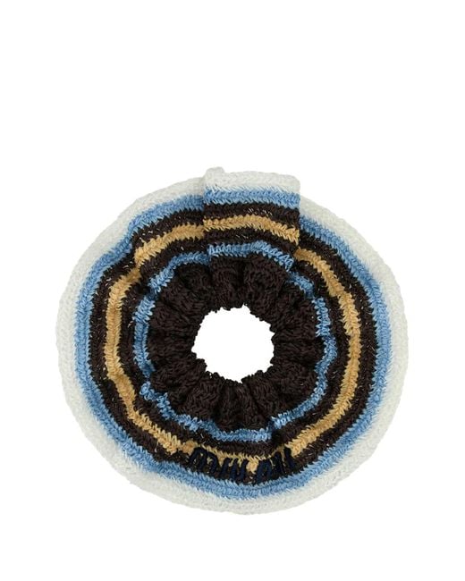 Miu Miu Black Embroidered Rafia Scrunchie