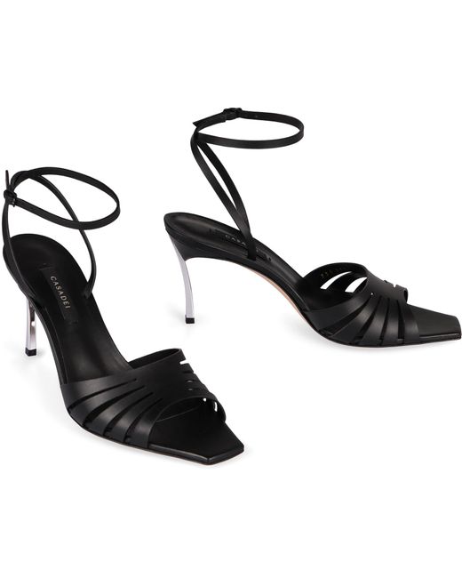 Casadei Black Leather Sandals