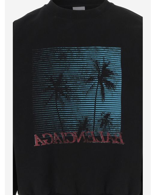 Balenciaga Black Cotton Sweatshirt With Graphic Print for men
