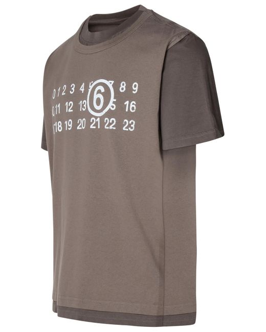 MM6 by Maison Martin Margiela Gray Brown Cotton T-shirt for men