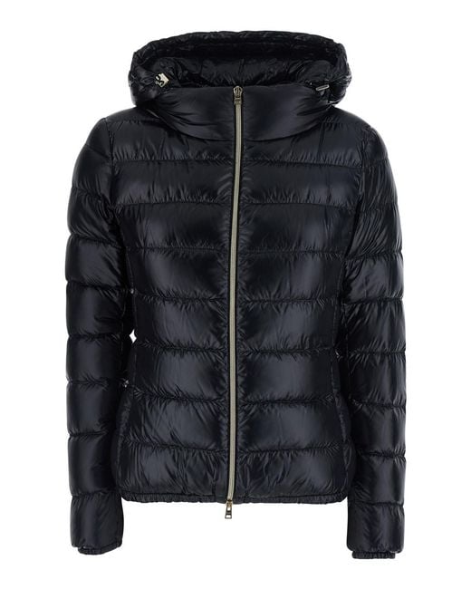 Herno Black Hooded Short Puffer Jacket Polyamide