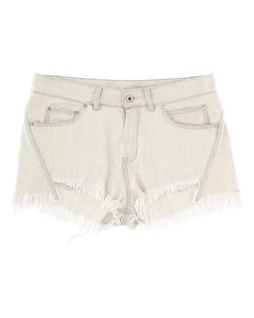 Rick Owens Natural Shorts Bias Cutoffs Cotton