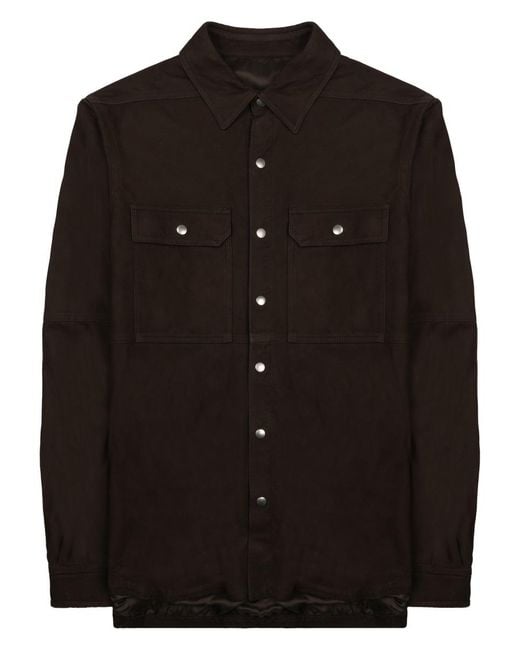Rick Owens Black Leather Jacket Outershirt Lamb for men