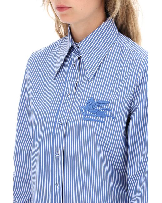 Etro Blue Striped Regular Fit Shirt
