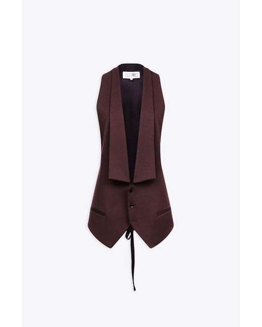 MM6 by Maison Martin Margiela Purple Gilet Oversized Waistcoat With Squared Shawl Collar