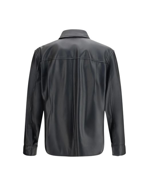 Loewe Gray Leather Jacket Calfskin Shirt for men