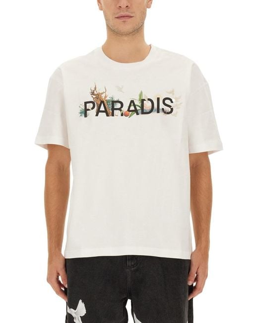 3.PARADIS White T-Shirt With Logo for men