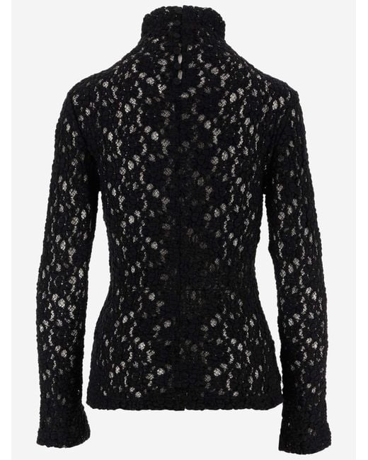 Chloé Black Lace Top Cotton Knitwear