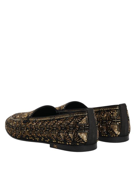 Dolce & Gabbana Black Embellished Slip On Loafers Shoes Leather for men