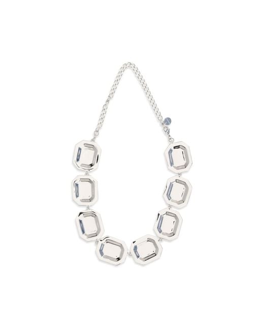 Self-Portrait White Crystal Necklace Brass Necklaces