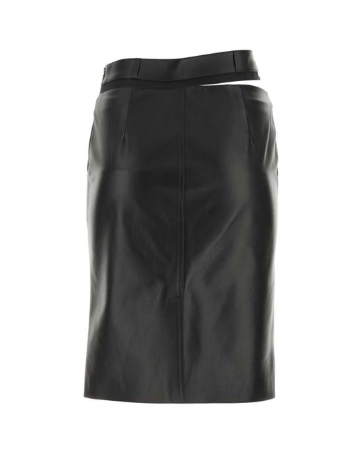 Fendi Black Leather Skirt