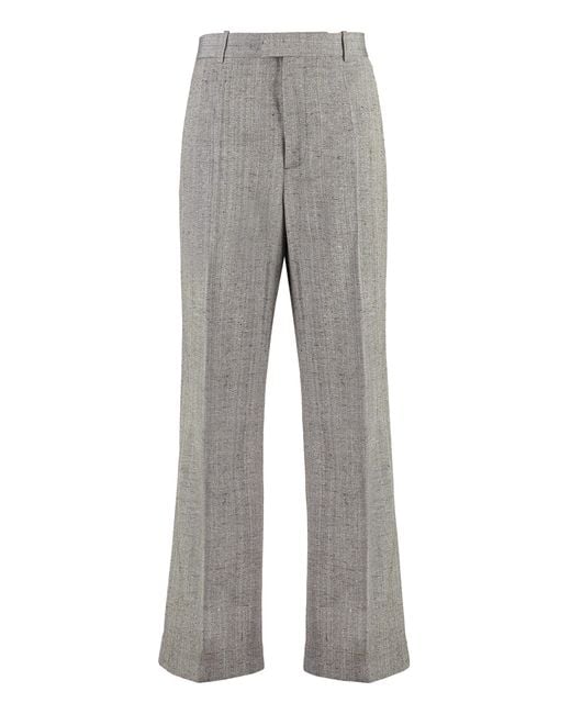 Bottega Veneta Gray Viscose-Silk Flared Trousers