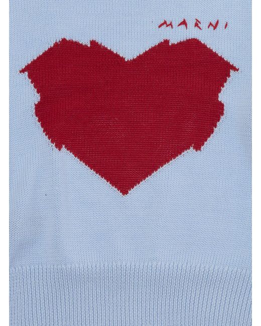 Marni White Girls Crewneck Sweater Wool Tops